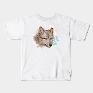 Wolf Head WAtercolor Kids T-Shirt